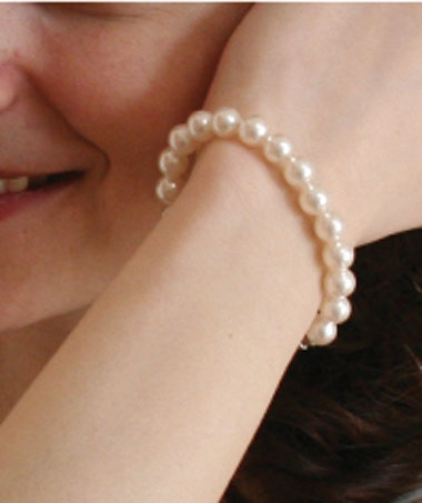真珠スタイルブレスレット6mmホワイト17.5cmモデル